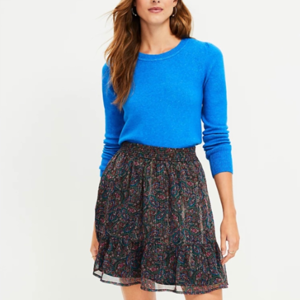 LOFT Shimmer Paisley Tiered Skirt